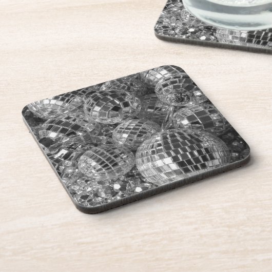 Disco Ball Ornaments Glam Black and White Photo Bier Onderzetter (Linkerzijde)