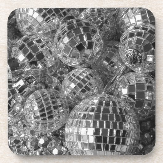 Disco Ball Ornaments Glam Black and White Photo Bier Onderzetter (Voorkant)