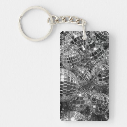 Disco Ball Ornaments Glam Black and White Photo Sleutelhanger (Voorkant)