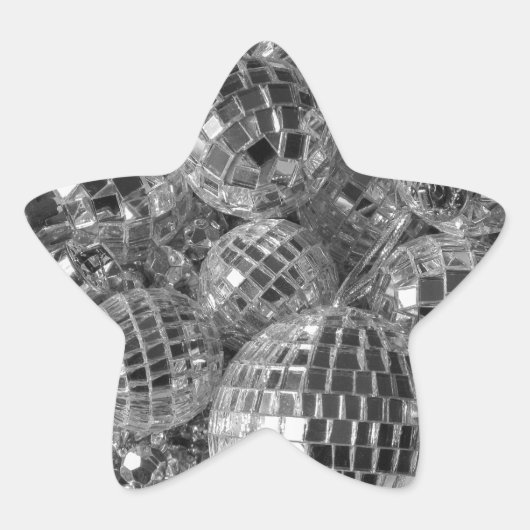 Disco Ball Ornaments Glam Black and White Photo Ster Sticker (Voorkant)