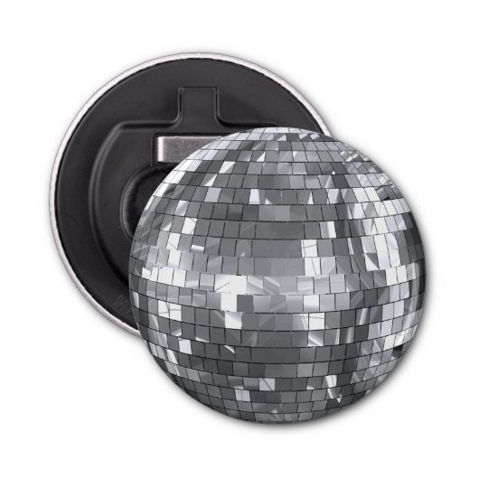 Disco Ball Party Bachelorette Verjaardag Fun Button Flesopener (Voorkant)