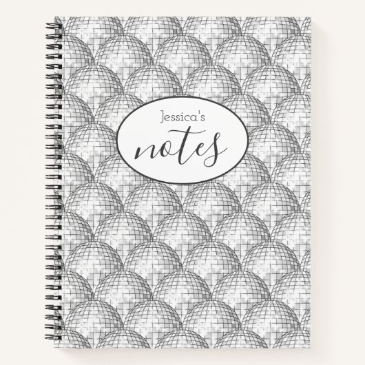 Disco Ball Patroon Aangepaste naam Notitieboek (Voorkant)