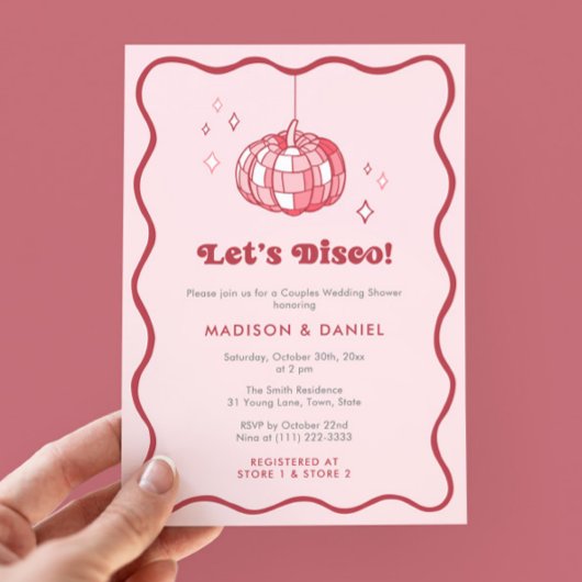 Disco Ball Pompoen Cherry Roze Trouwdouche Kaart