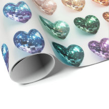 Disco Ball Pride Hearts Gift Wrap
