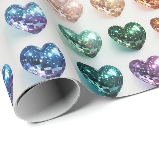 Disco Ball Pride Hearts Gift Wrap Cadeaupapier (Rol Hoek)