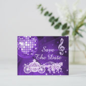 Disco Ball, Princess Coach & Horses slaan de datum Aankondigingskaart (Staand voorkant)