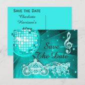 Disco Ball, Princess Coach & Horses slaan de datum Aankondigingskaart (Voorkant / Achterkant)