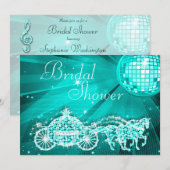 Disco Ball, Princess Coach & Horses Vrijgezellenfe Kaart (Voorkant / Achterkant)