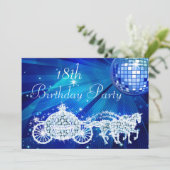Disco Ball, Prinses Coach & Paarden 18e Verjaardag Kaart (Staand voorkant)