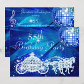 Disco Ball, Prinses Coach & Paarden 55e verjaardag Kaart (Voorkant / Achterkant)