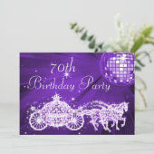 Disco Ball, Prinses Coach & Paarden 70e verjaardag Kaart (Staand voorkant)