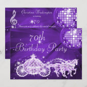 Disco Ball, Prinses Coach & Paarden 70e verjaardag Kaart (Voorkant / Achterkant)