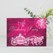 Disco Ball, Prinses Coach & Paarden 70e verjaardag Kaart (Staand voorkant)