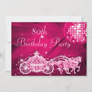 Disco Ball, Prinses Coach & Paarden 80e verjaardag Kaart