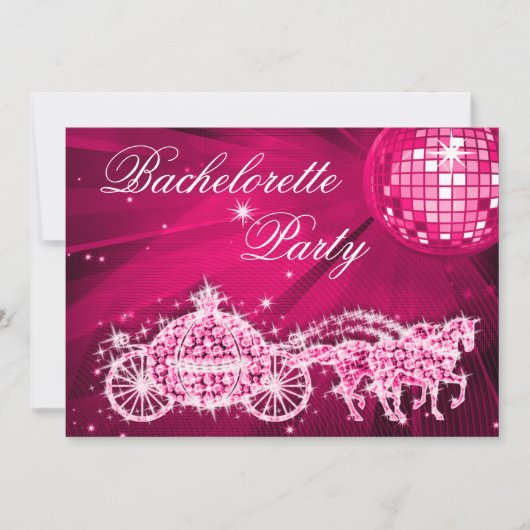 Disco Ball, Prinses Coach & Paarden Bachelorette Kaart (Voorkant)