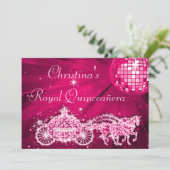 Disco Ball, Prinses Coach & Paarden Quinceañera Kaart (Staand voorkant)