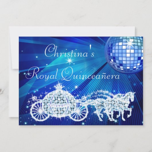 Disco Ball, Prinses Coach & Paarden Quinceañera Kaart (Voorkant)