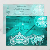 Disco Ball, Prinses Coach & Paarden Quinceañera Kaart (Voorkant / Achterkant)