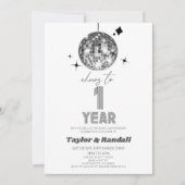 Disco Ball proost op 1 jaar bruiloft Jubileum Kaart (Voorkant)