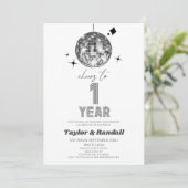 Disco Ball proost op 1 jaar bruiloft Jubileum Kaart (Staand voorkant)