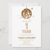 Disco Ball proost op 1 jaar bruiloft Jubileum Kaart (Voorkant)