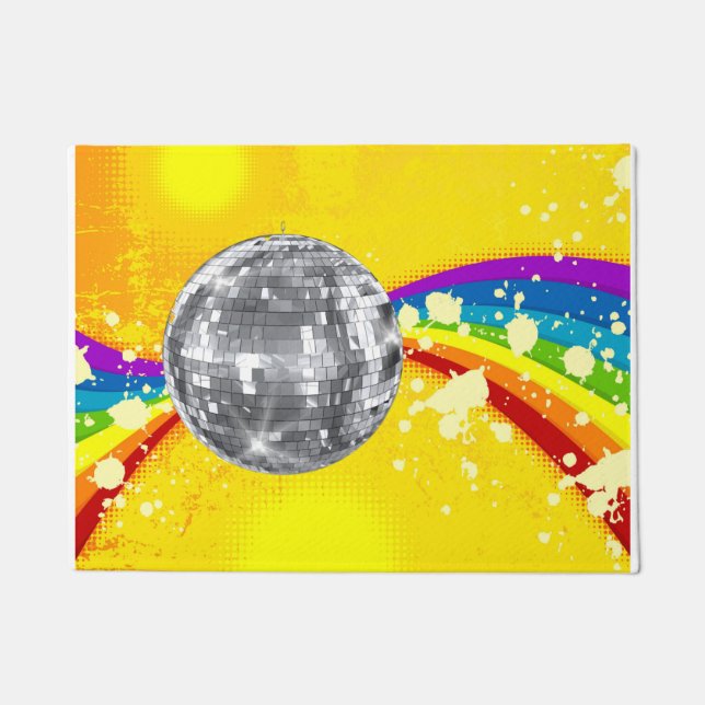 Disco Ball Rainbow Doormat Deurmat (Voorkant)