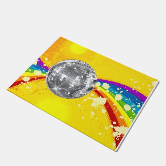 Disco Ball Rainbow Doormat Deurmat (Schuin)