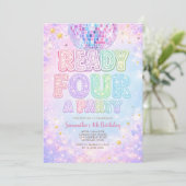 Disco Ball Ready FOUR a party  Birthday Kaart (Staand voorkant)