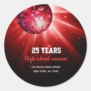 Disco ball Red Ronde Sticker