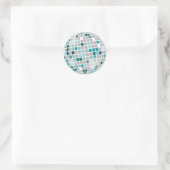 Disco Ball Retro 70s Blauwgroen Envelope Seal Ronde Sticker (Tas)