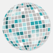 Disco Ball Retro 70s Blauwgroen Envelope Seal Ronde Sticker (Voorkant)