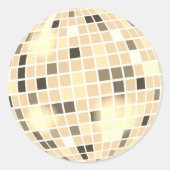 Disco Ball Retro 70s Gold Black Envelope Seal Ronde Sticker (Voorkant)