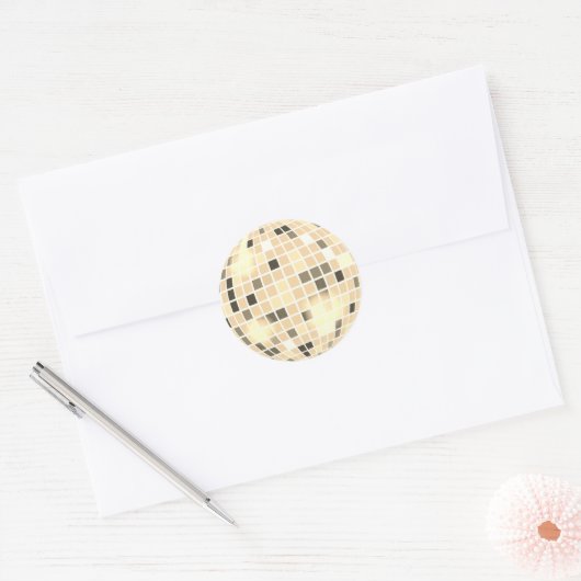 Disco Ball Retro 70s Gold Black Envelope Seal Ronde Sticker (Envelop)