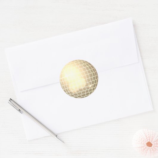 Disco Ball Retro 70s Gouden Envelopzegel Ronde Sticker (Envelop)