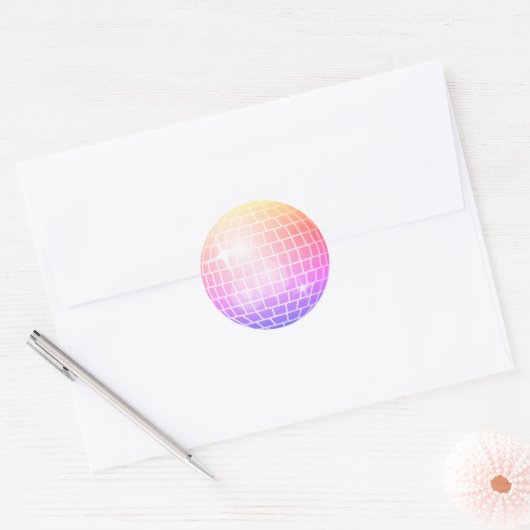 Disco Ball Retro 70s kleurrijke envelop afdichting Ronde Sticker (Envelop)