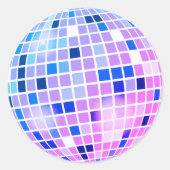 Disco Ball Retro 70s Roze Blauwe Envelope Seal Ronde Sticker (Voorkant)