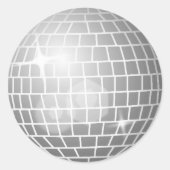 Disco Ball Retro 70s Zilveren Envelopzegel Ronde Sticker (Voorkant)