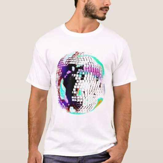 Disco Ball Retro Neon 70s 80s T-Shirt  (Voorkant)