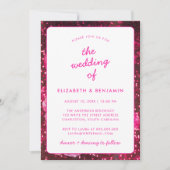 Disco Ball Retro QR Code Foto Hot Roze Bruiloft Kaart (Voorkant)