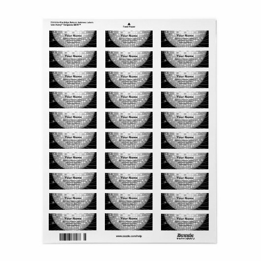 disco ball return address stickers (Full Sheet)