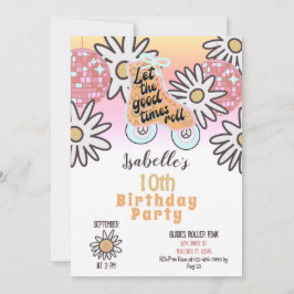 Disco Ball Roller Skating Birthday Party Kaart