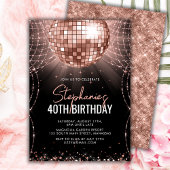 Disco Ball Roos Gold Black 40e verjaardagsfeestje Kaart