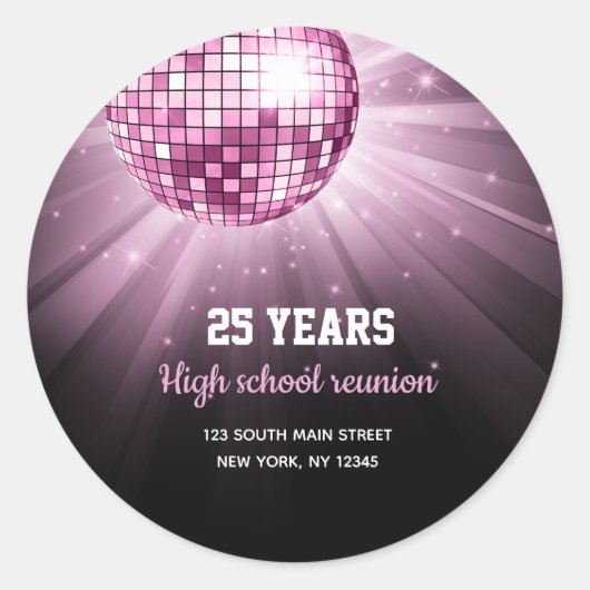 Disco ball roze ronde sticker (Voorkant)
