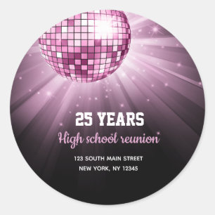Disco ball roze ronde sticker