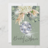 Disco Ball Sage Groene Bloemen Bruids Douche Kaart (Achterkant)