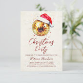 Disco Ball Santa Hat Oudejaarsfeest Kaart (Staand voorkant)