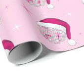 Disco Ball Santa Hat Roze Inpakpapier (Rol Hoek)