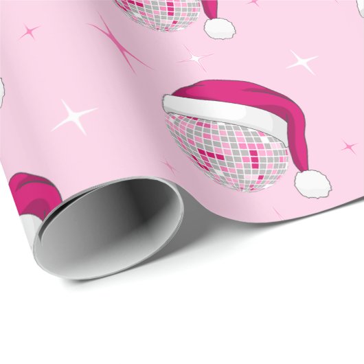 Disco Ball Santa Hat Roze Inpakpapier (Rol Hoek)