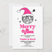 Disco Ball Santa Hoed Retro Kerstmis Feest Kaart (Voorkant)