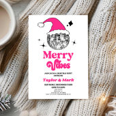 Disco Ball Santa Hoed Retro Kerstmis Feest Kaart